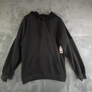 Tko Mens Hoodie Sweatshirt Charcoal Long Sleeve Pocket Mock‎ Neck L New
